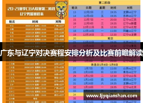 广东与辽宁对决赛程安排分析及比赛前瞻解读